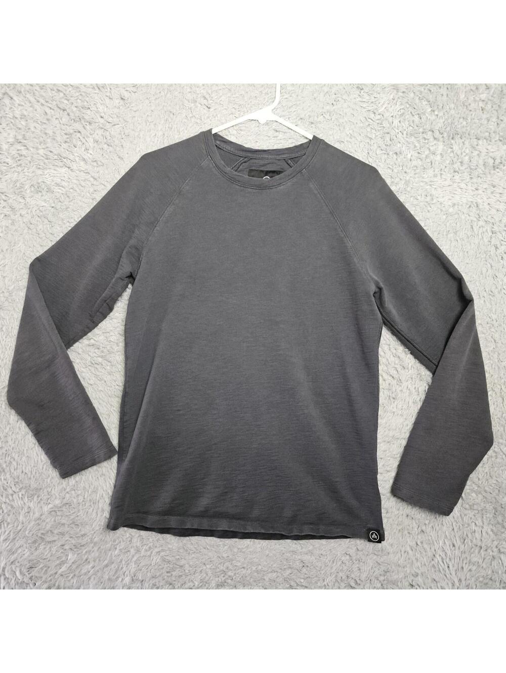 AETHER Shirt Men Small Long Sleeve Sweatshirt Gray Thermal Knit *Pinhole